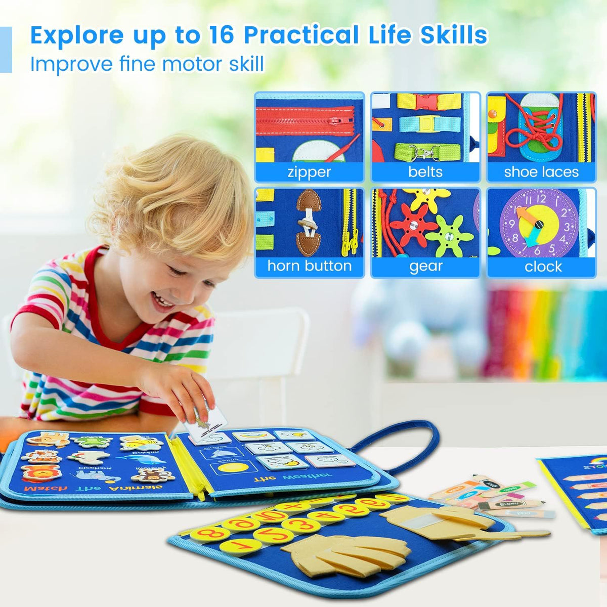 Montessori Felt Busy Board for Toddlers